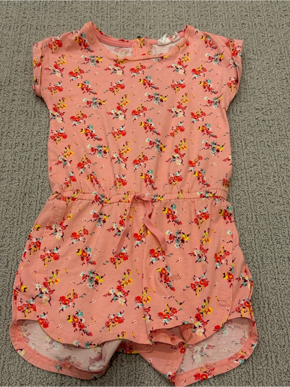 Girls' Pink Floral Romper - Lightweight Summer Playwear